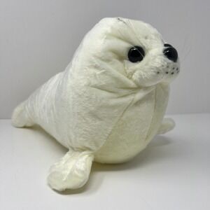White Harp Seal Pup Plush Realistic Soft Toy 13" Stuffed Animal Cute Marine